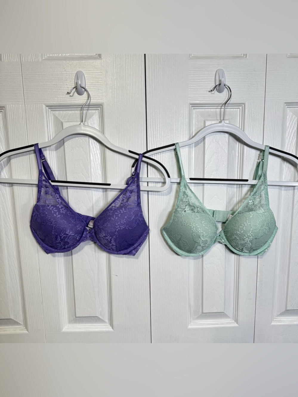 Auden Lace Push-Up Plunge Bra Bras 34B Purple & Green